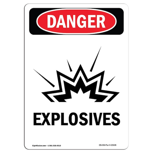Safety Sign, OSHA Danger, 5" Height, Portrait, D-35-V-2008-10PK